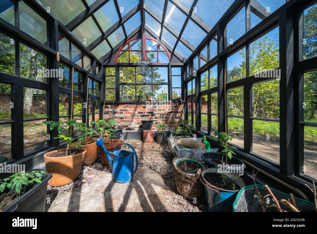 Ein modernes Gewächshaus auf der Insel Haapasaari, Kotka, Finnland Stockfoto