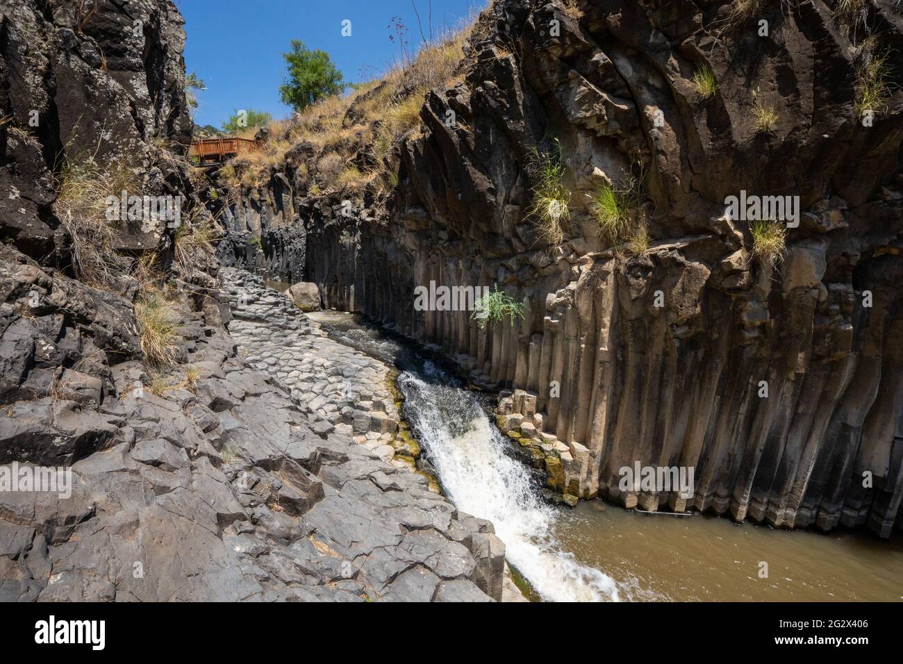 Israel, Golanhöhen, Yehudiya Nature Reserve, der Wasserfall in Nahal Zavitan [Zavitan Stream] Stockfoto