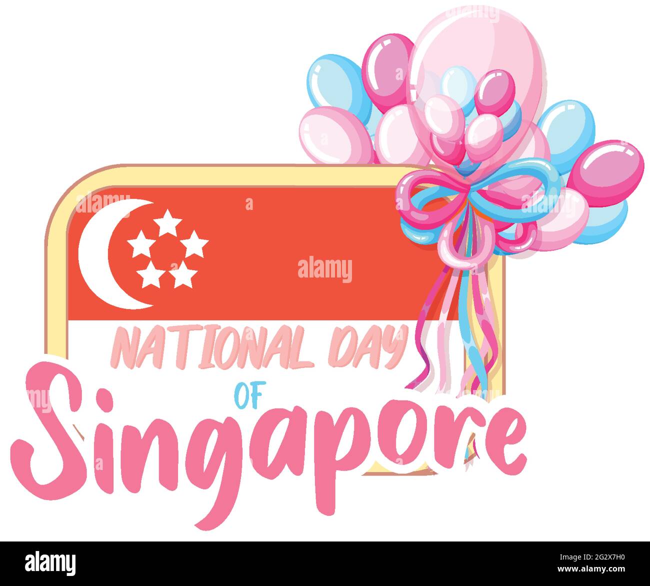 National Day Of Singapore Banner Mit Vielen Niedlichen Luftballons Element Illustration Stock Vektorgrafik Alamy