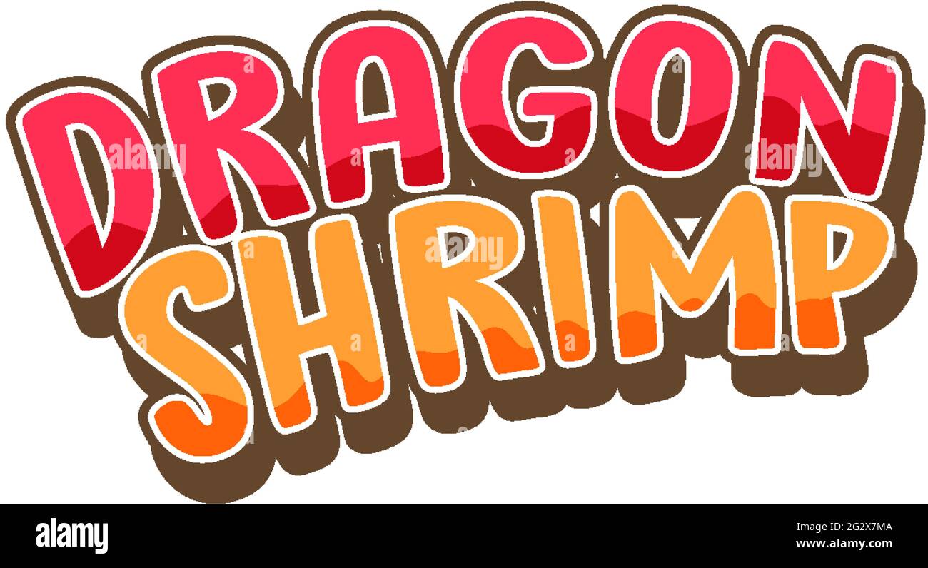 Dragon Shrimp Schriftdesign im Cartoon-Stil isoliert auf weißem Hintergrund Illustration Stock Vektor