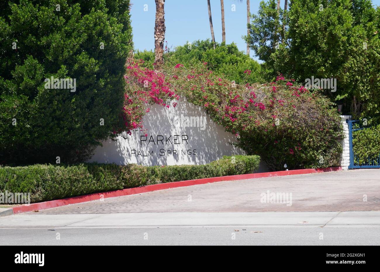 Palm Springs, California, USA 10. Juni 2021 EINE allgemeine Sicht auf die Atmosphäre des Parker Palm Springs Hotels in Palm Springs, Kalifornien, USA. Foto von Barry King/Alamy Stockfoto Stockfoto