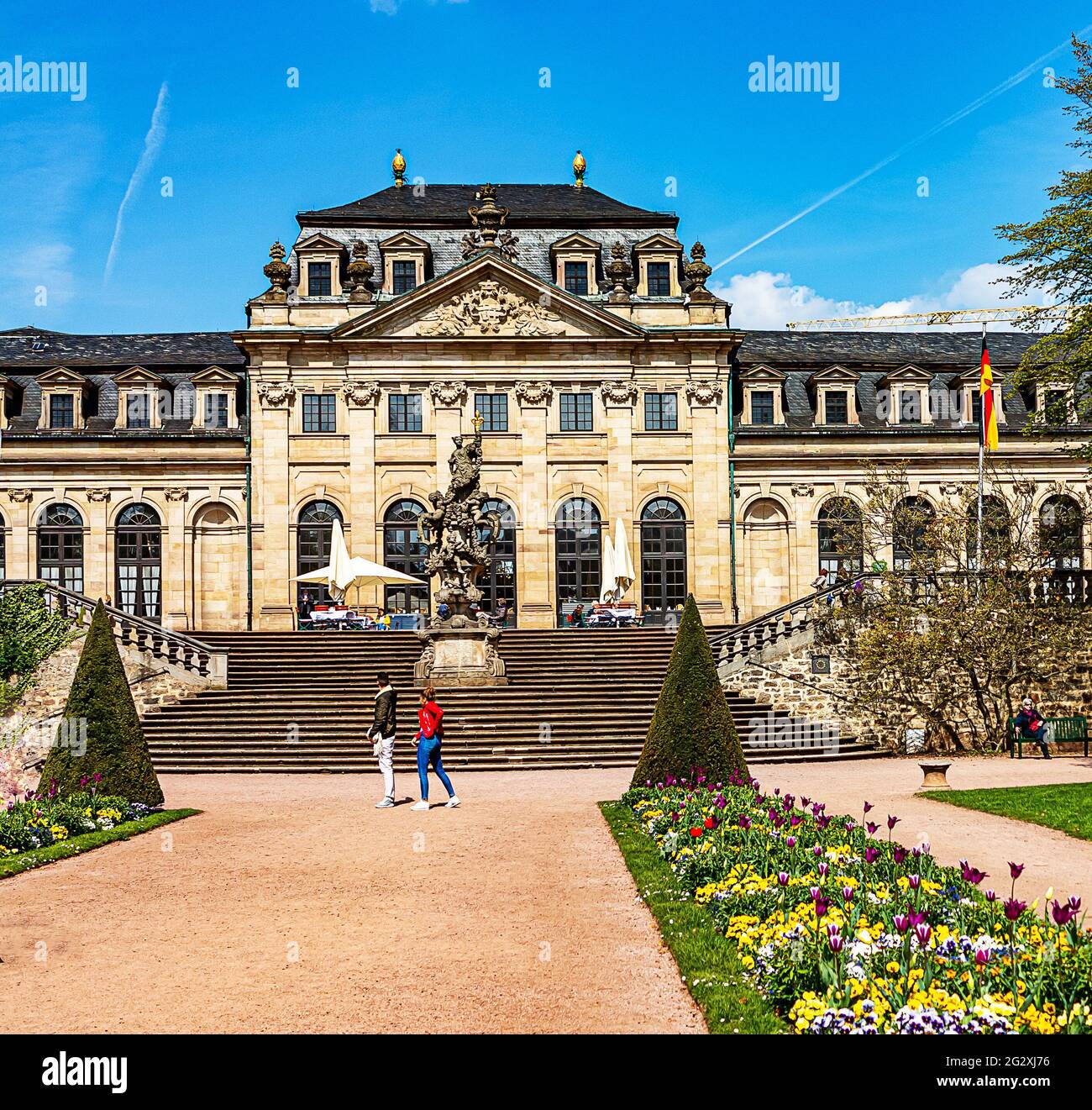 Orangery Terrasse im Schlossgarten von Fulda, Deutschland Stockfoto