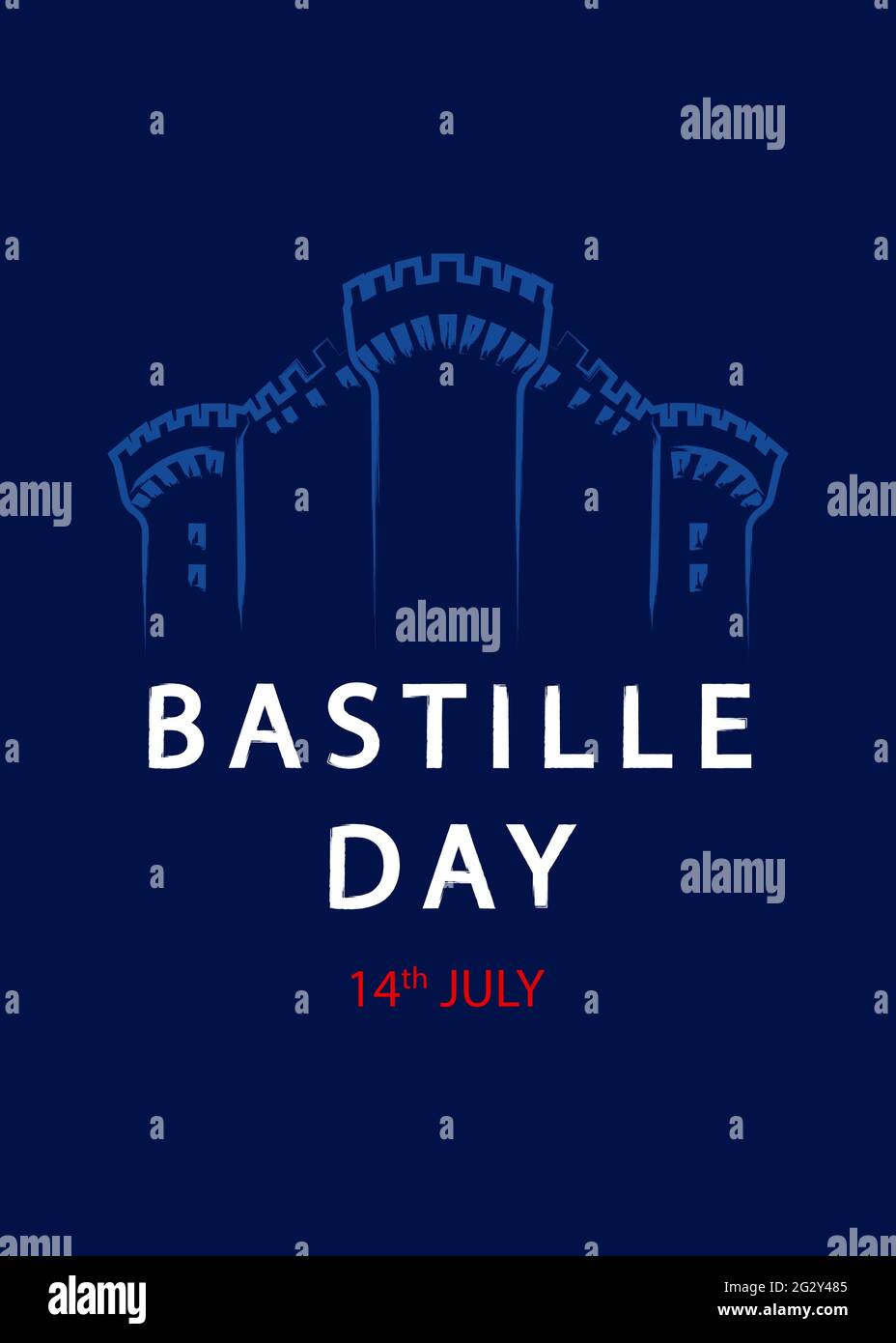 Französischer Nationalfeiertag, 14. Juli. Bastille-Tag. Vorlage für Karte, Poster, Flyer, Druck. Vektorgrafik. Stock Vektor