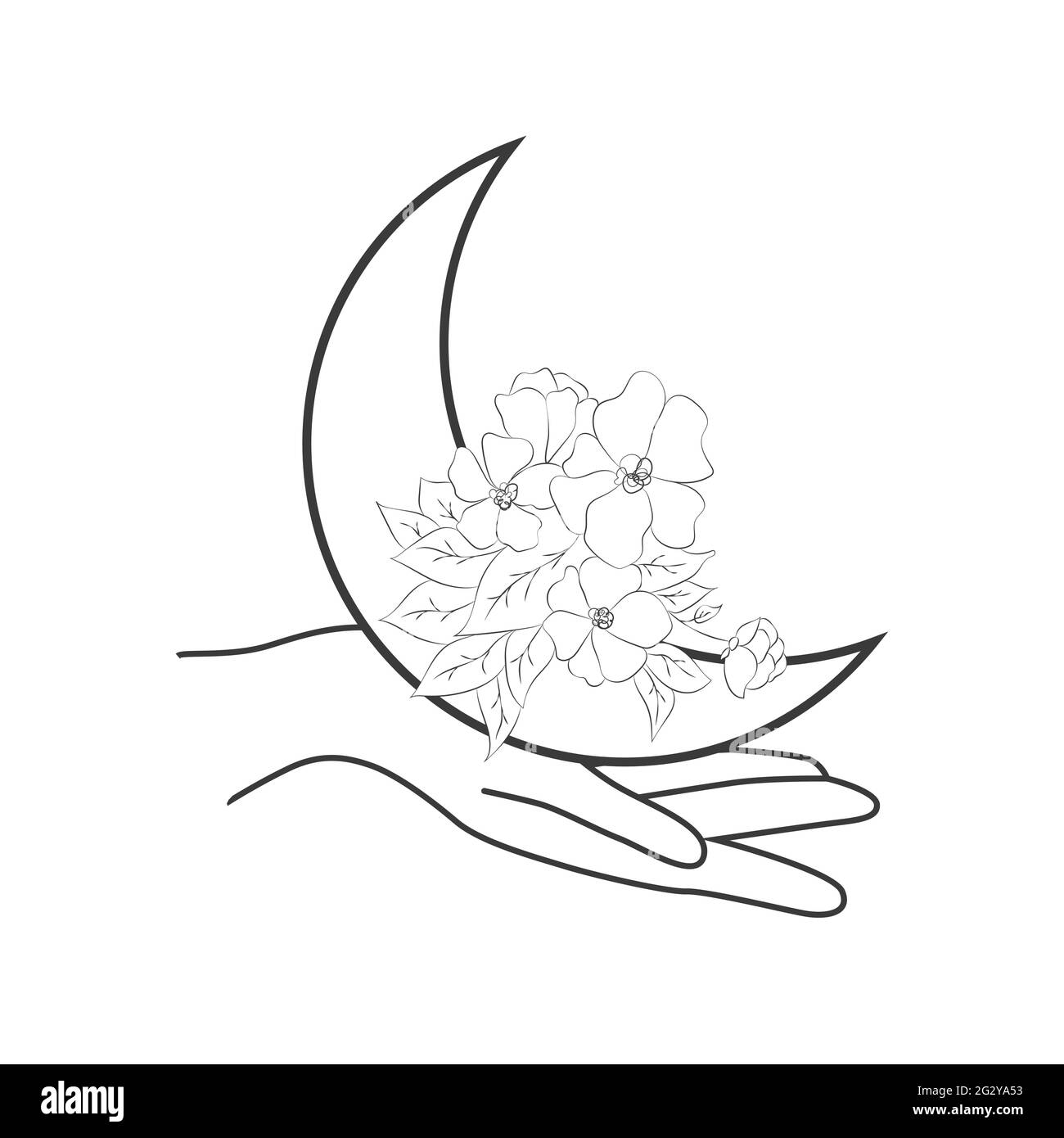 Esoterisches Symbol. Mystisches und magisches Design mit Sonne, Hand, Sternen und Mond. Stock Vektor