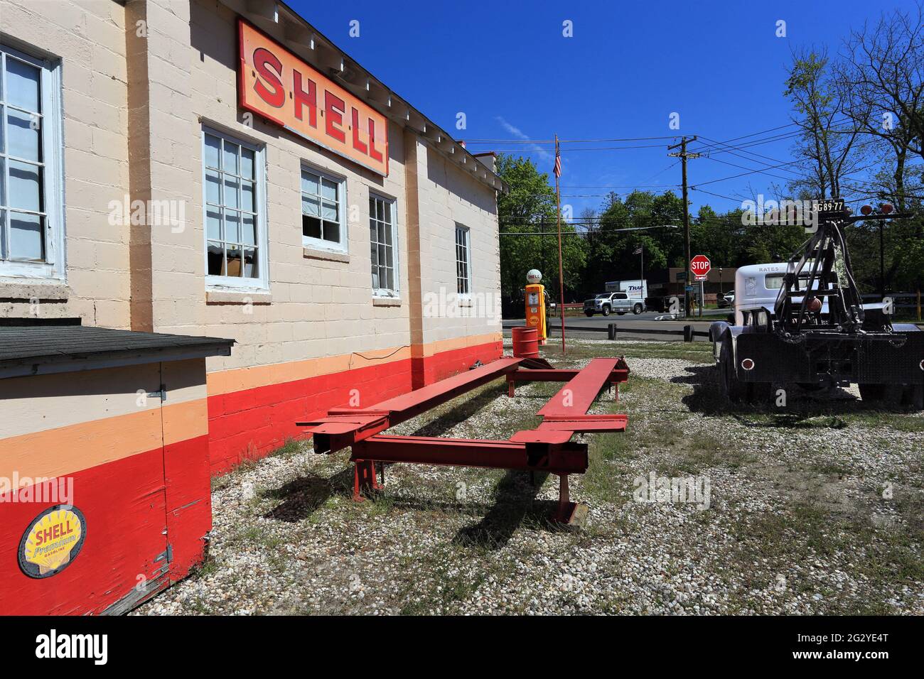 Alte Tankstelle Yaphank Long Island New York Stockfoto
