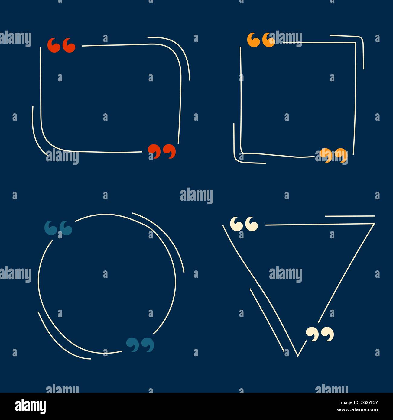 Satz von handgezeichneter, leerer Angebotsblasenvorlage, isoliert auf blauem Hintergrund. Vektorgrafik Stock Vektor