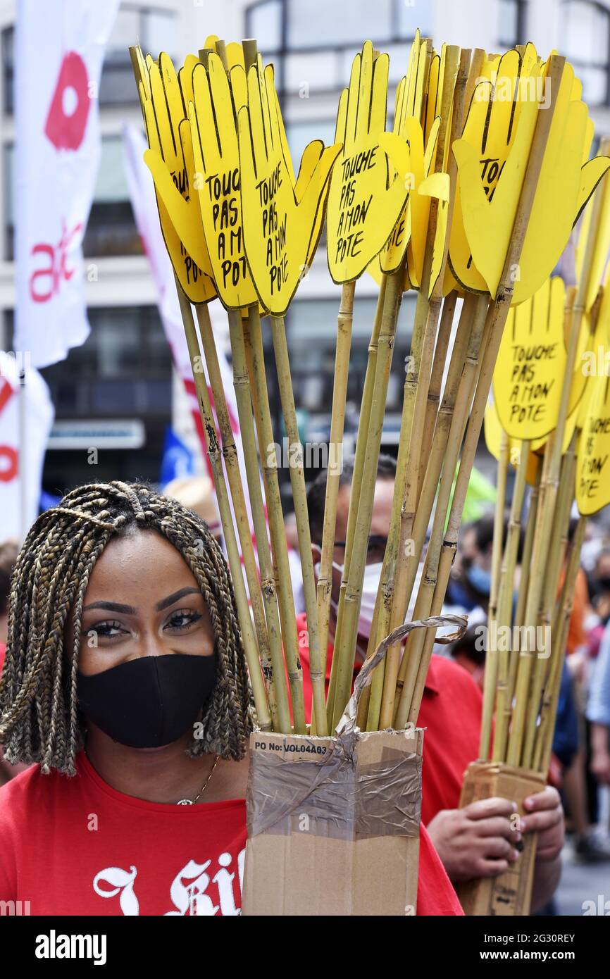 Marche pour les Libertés Protest gegen extreme Rechte - 12. juni 201 - Paris - Frankreich Stockfoto