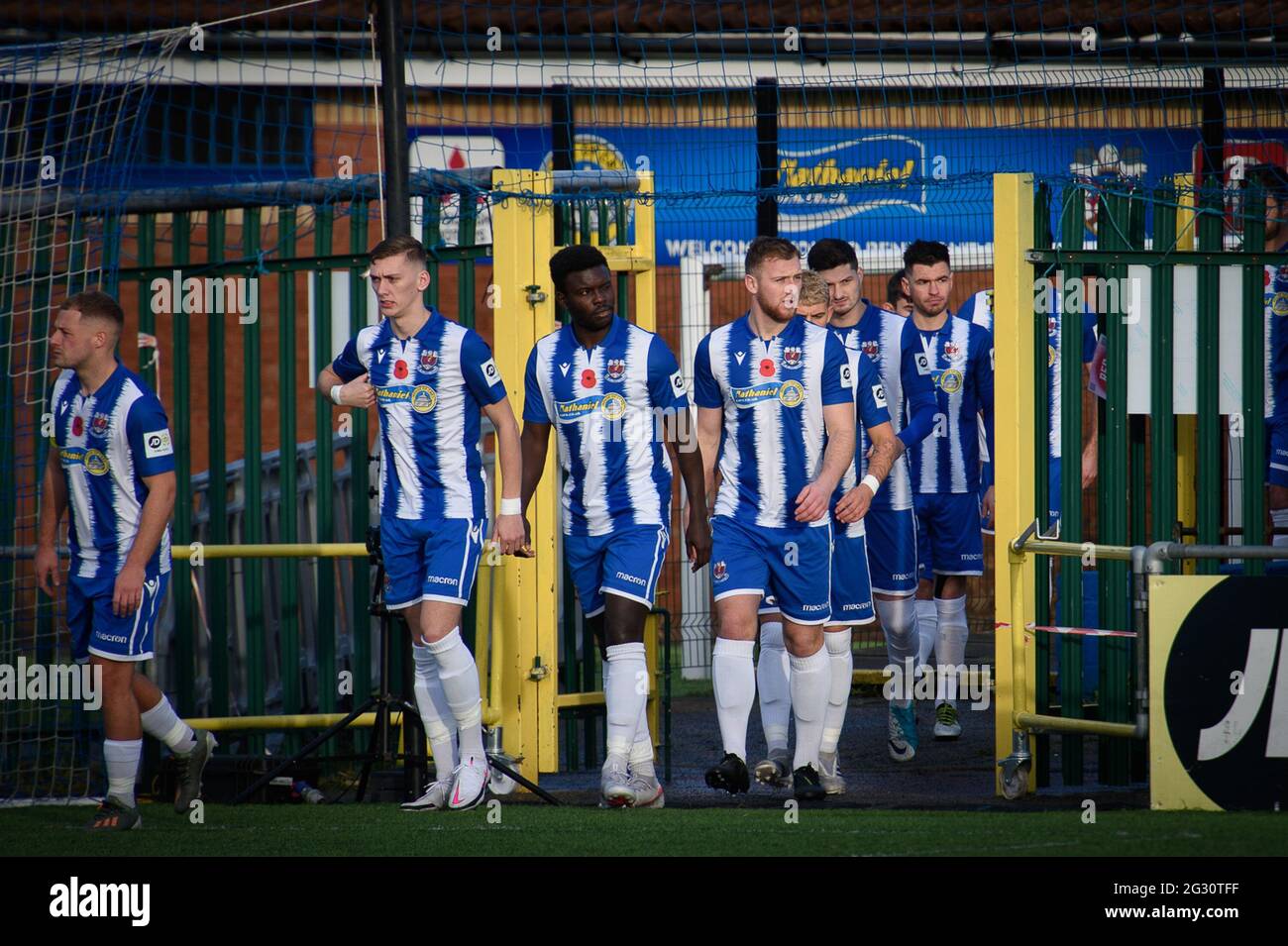 Bridgend, Wales 05. Dezember 2020. JD Cymru Premier League-Spiel zwischen dem FC Pen-y-Bont und Caernarfon Town Stockfoto