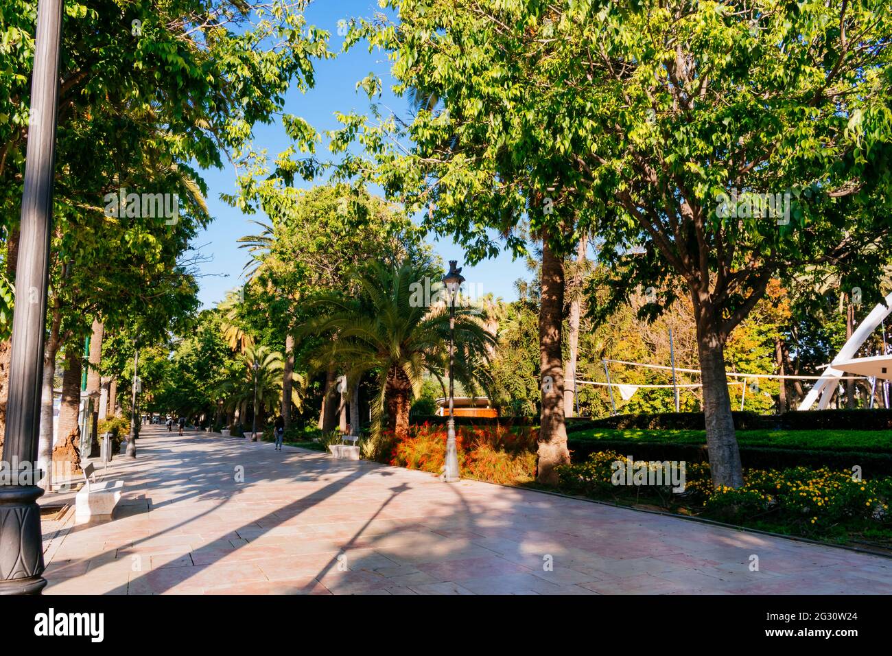 Gärten des zentralen Parks von Malaga, Andalucía, Spanien, Europa Stockfoto