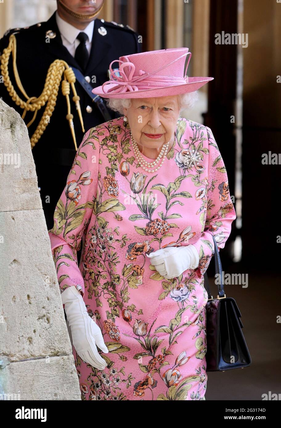 Königin Elizabeth II trifft US-Präsident Joe Biden und First Lady Jill Biden im Schloss Windsor in Berkshire. Bilddatum: Sonntag, 13. Juni 2021. Stockfoto