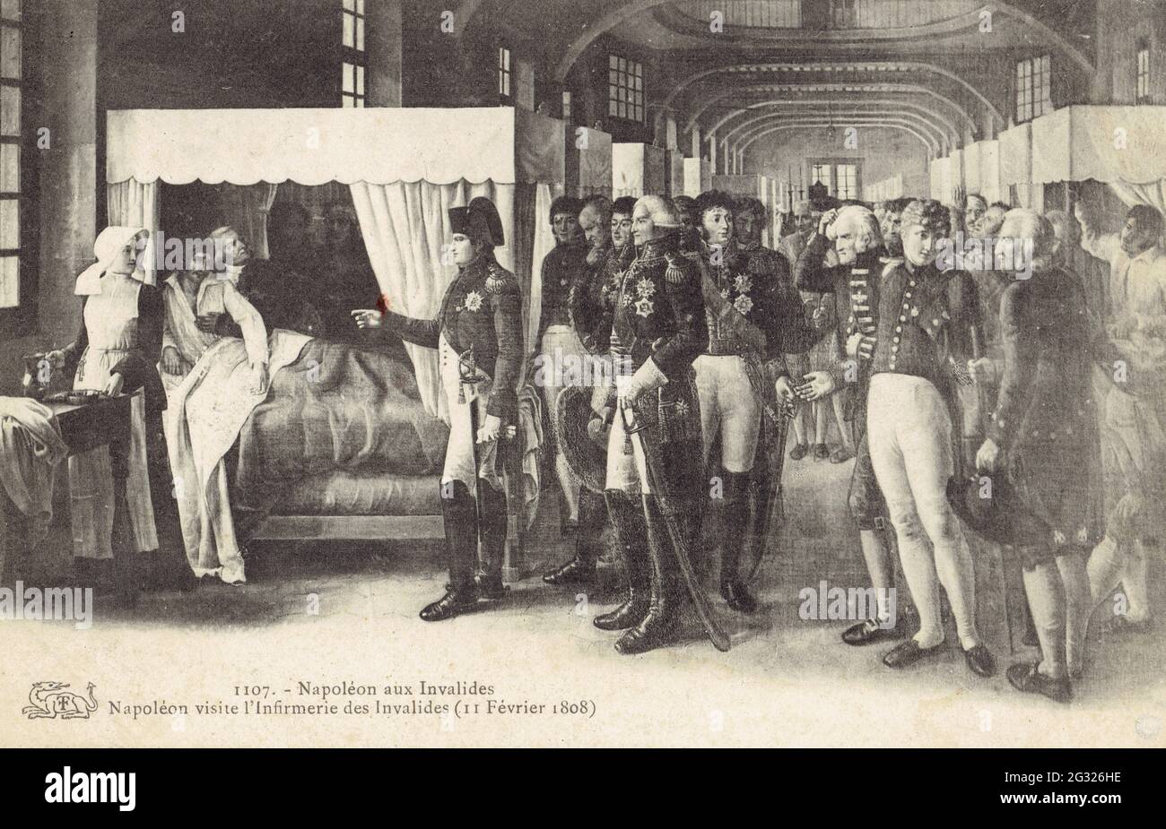 Visite de Napoléon à l'infirmerie des Invalides 11. Februar 1808 Stockfoto