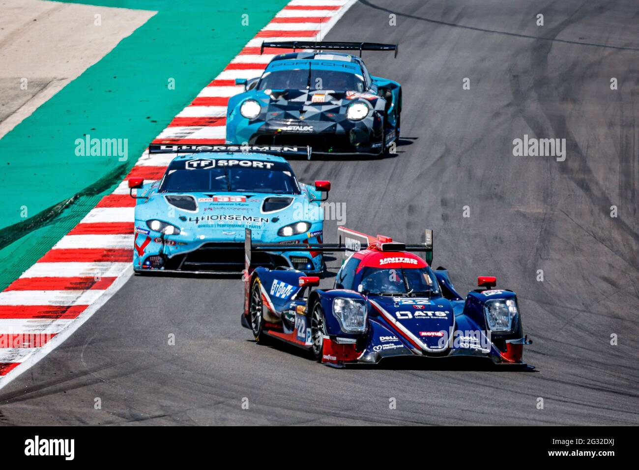 22 Hanson Philip (gbr), Scherer Fabio (che), Di resta Paul (gbr), United Autosports USA, Oreca 07 - Gibson, Aktion während der 8 Stunden von Portimao, 2. Runde der FIA-Langstrecken-Weltmeisterschaft 2021 auf dem Algarve International Circuit, vom 11. Bis 13. Juni 2021 in Portimao, Algarve, Portugal - Foto Paulo Maria / DPPI Stockfoto