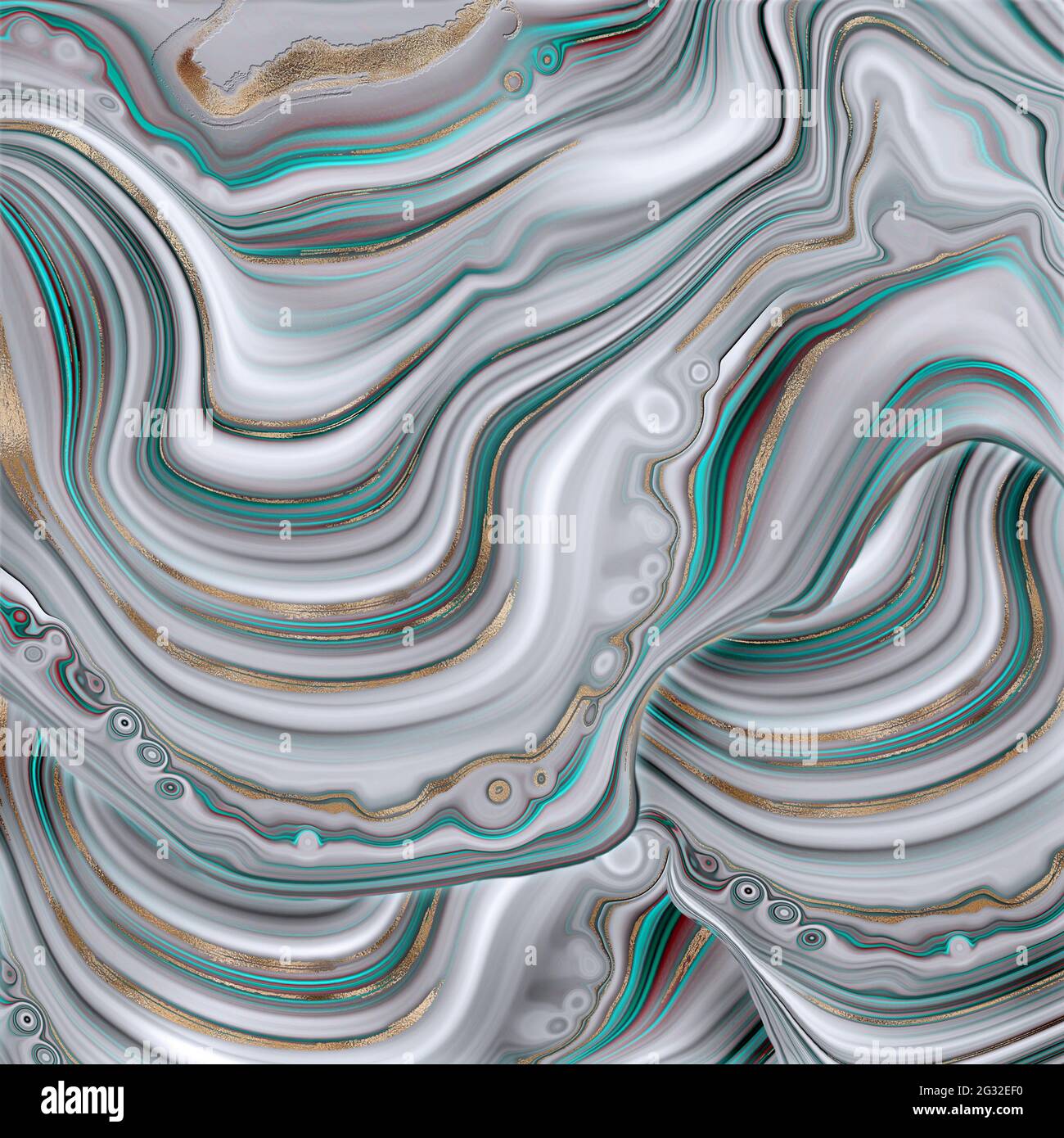 Abstrakt trendy türkis blau grün Hintergrund Vorlage. Flüssiges, abstraktes Achat-Design aus Marmor mit goldfarbener Wellenstruktur. Cover, Einladung, Banner, Plac Stockfoto