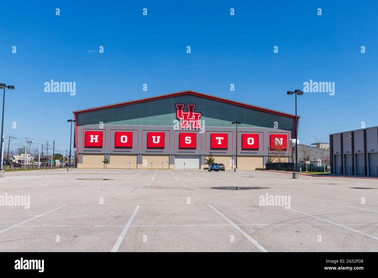 Houston, TX - 6. März 2021: University of Houston Indoor Football Practice Facility Stockfoto