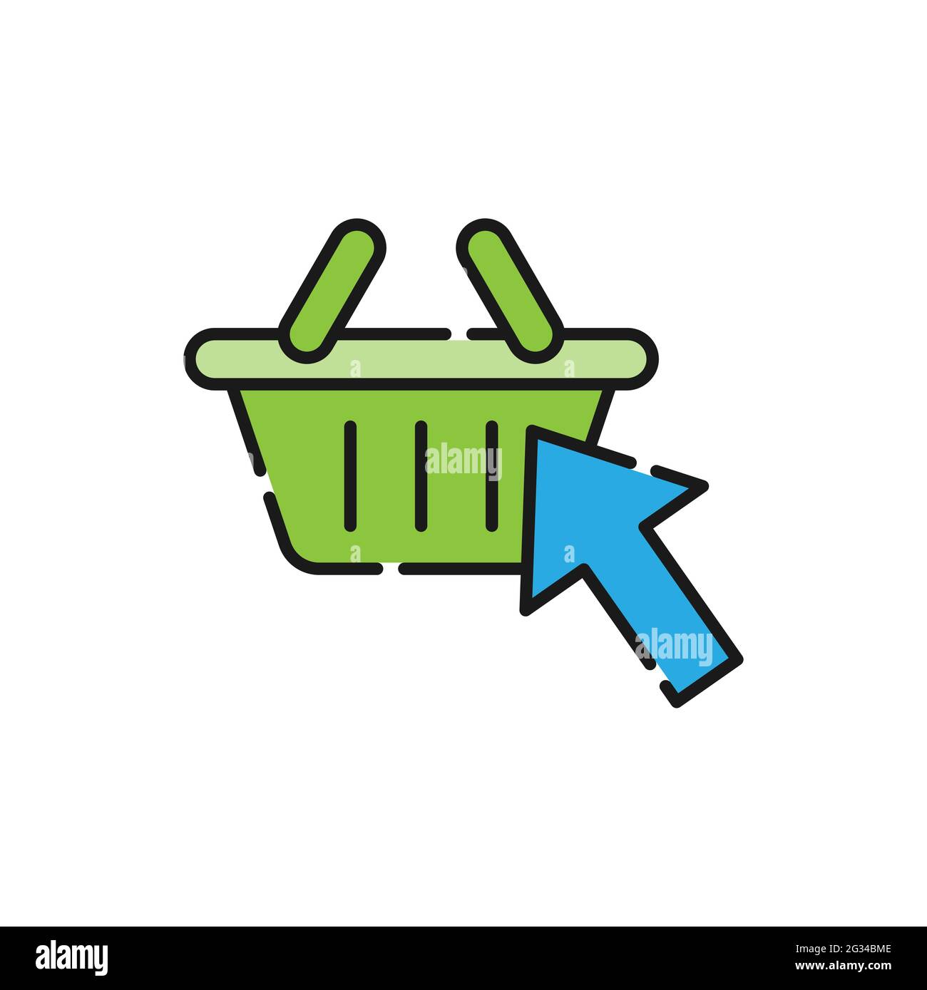 Einkaufswagen mit Pfeil-Symbol Vektor-Design. Shopping Cart Icon mit Arrow Designkonzept für E-Commerce, Online-Shop und Marktplatz-Website, mobil Stock Vektor