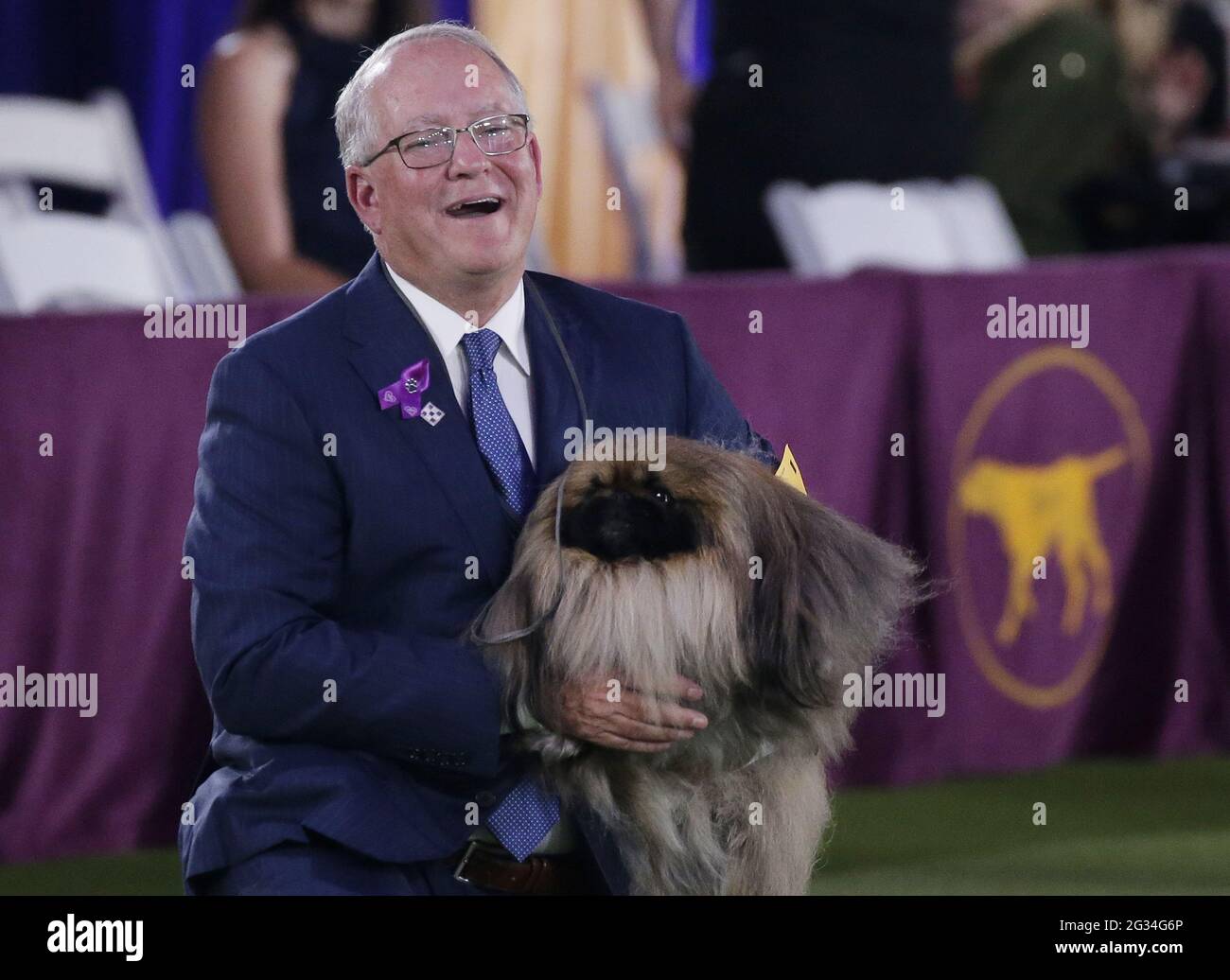 Tarrytown, Usa. Juni 2021. Die Pekingese gewinnt die Best in Show auf der 145. Westminster Kennel Club Dog Show im Lyndhurst Estate in Tarrytown, New York, am Sonntag, den 13. Juni 2021. Dieses Jahr wurde die Westminster Dog Show wegen COVID-19 verschoben und der Wettbewerb wird im nächsten Jahr wieder zum Madison Square Garden zurückkehren. Foto von John Angelillo/UPI Credit: UPI/Alamy Live News Stockfoto