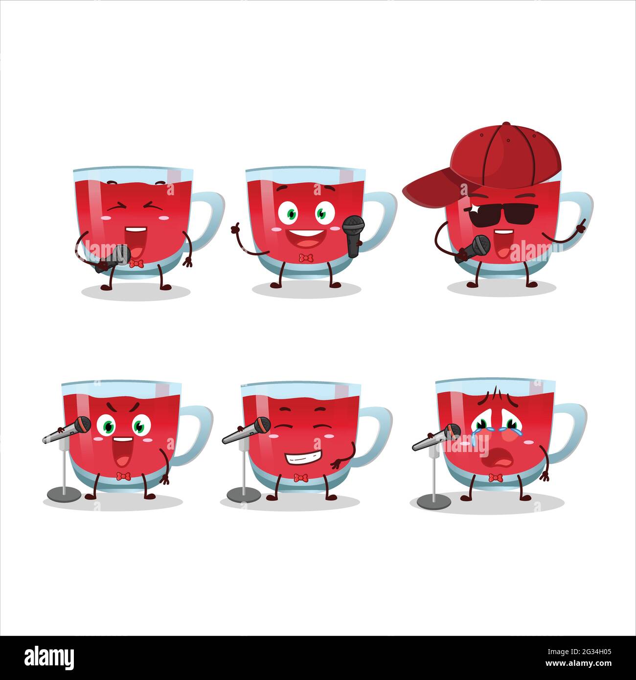 Ein niedliches Cartoon-Design-Konzept von Rooibos-Tee singen ein berühmtes Lied. Vektorgrafik Stock Vektor