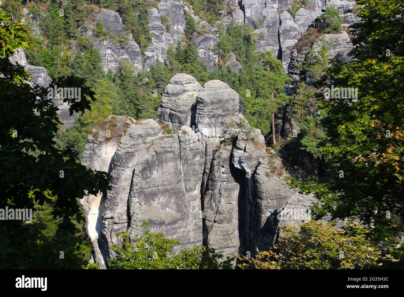 Felsformation Elbsandsteingebirge, Sächsische Schweiz, Deutschland Stockfoto