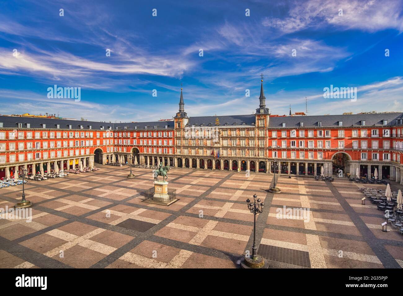 Madrid Spanien, Luftbild Skyline der Stadt an der Plaza Mayor Stockfoto