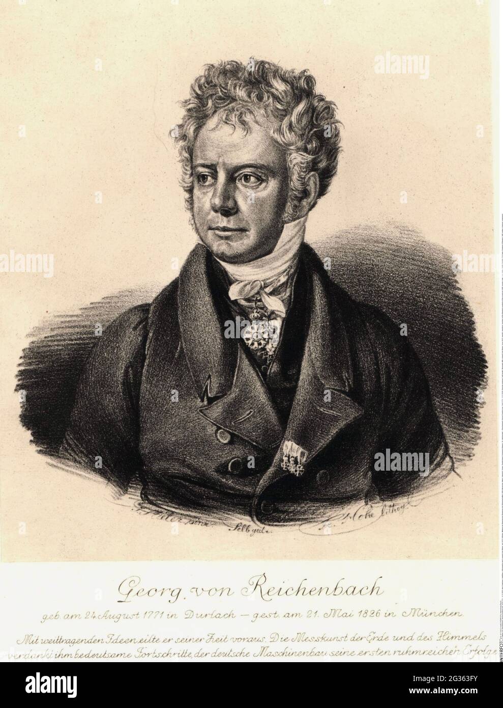Reichenbach, Georg Friedrich von, 24.8.1771 - 21.5.1826, deutscher Ingenieur, halbe Länge, ADDITIONAL-RIGHTS-CLEARANCE-INFO-NOT-AVAILABLE Stockfoto