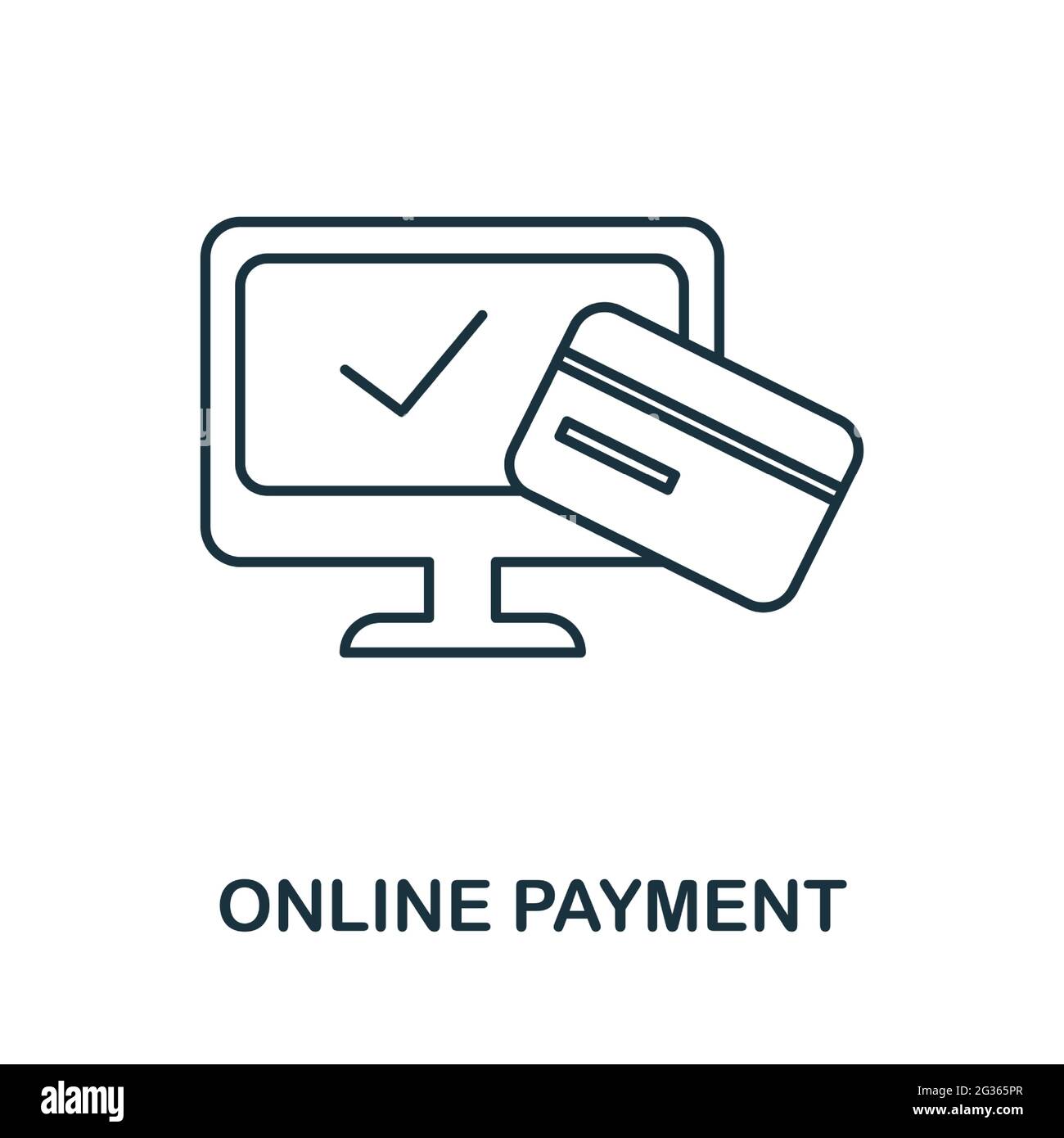 Online-Zahlungssymbol. Einfache Umrissdarstellung aus der E-Commerce-Kollektion. Creative Online Payment Symbol für Web-Design, Vorlagen, Infografiken Stock Vektor