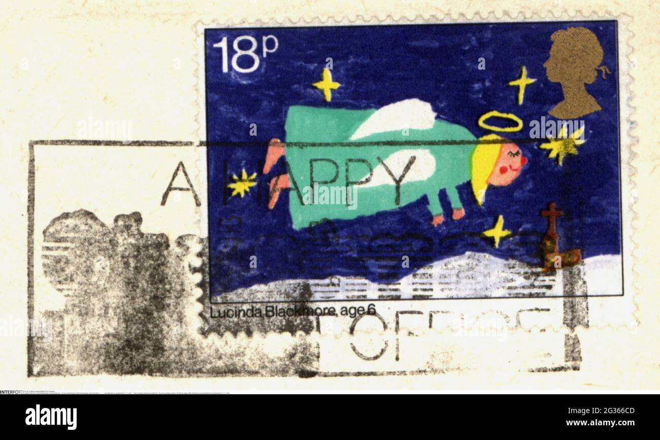 Post, Briefmarken, Großbritannien, 18 Pence Briefmarke, Weihnachtsengel, ZUSÄTZLICHE-RIGHTS-CLEARANCE-INFO-NOT-AVAILABLE Stockfoto