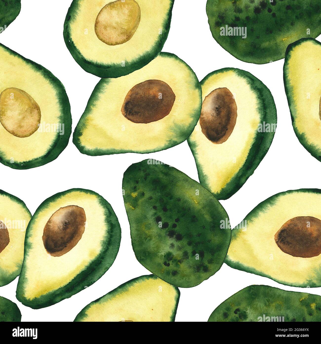 Aquarell Avocado nahtlos handbemalt Muster Stockfoto