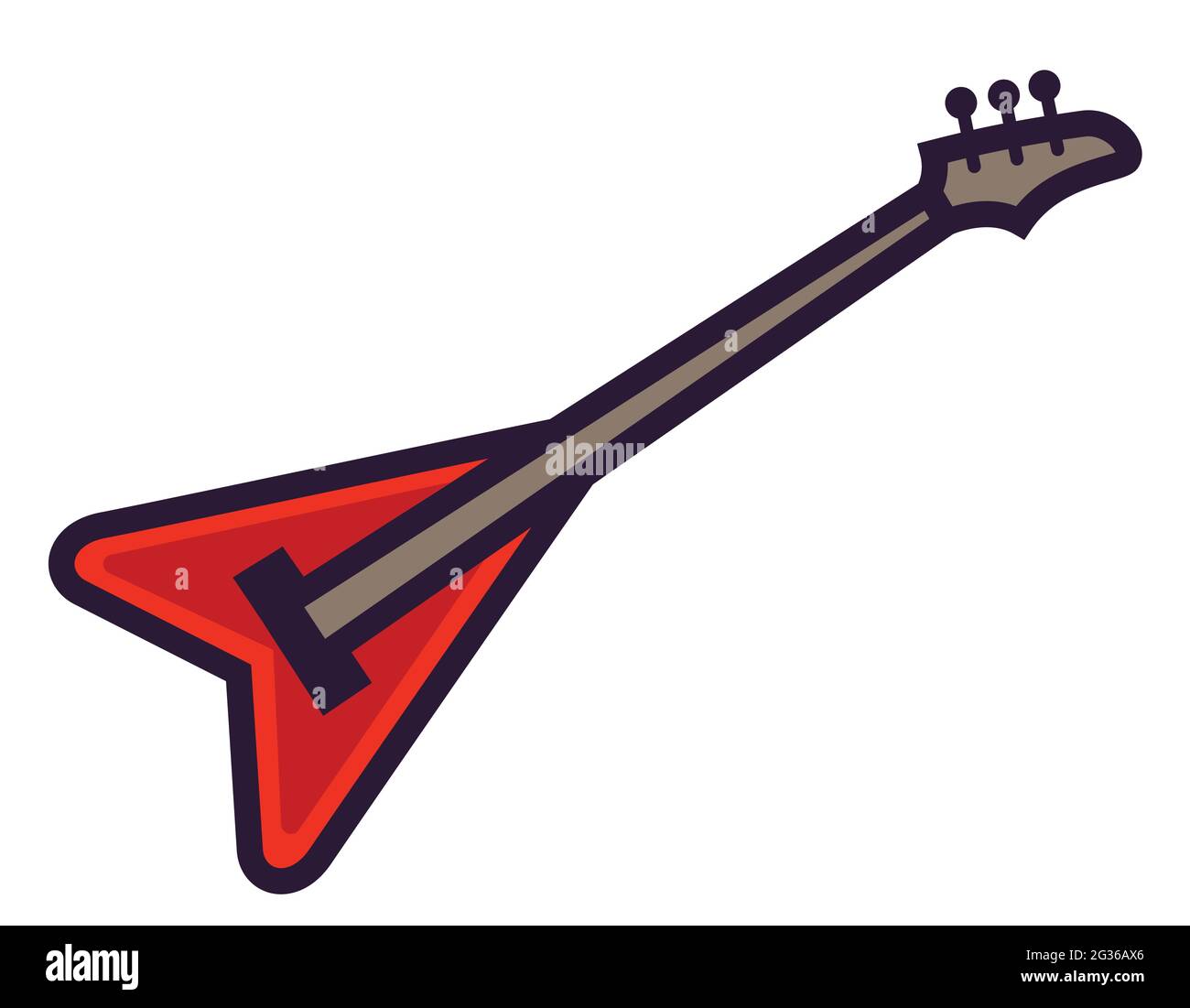 E-Gitarre in linearer Farbgebung. Rockmusik-Instrument. Stock Vektor