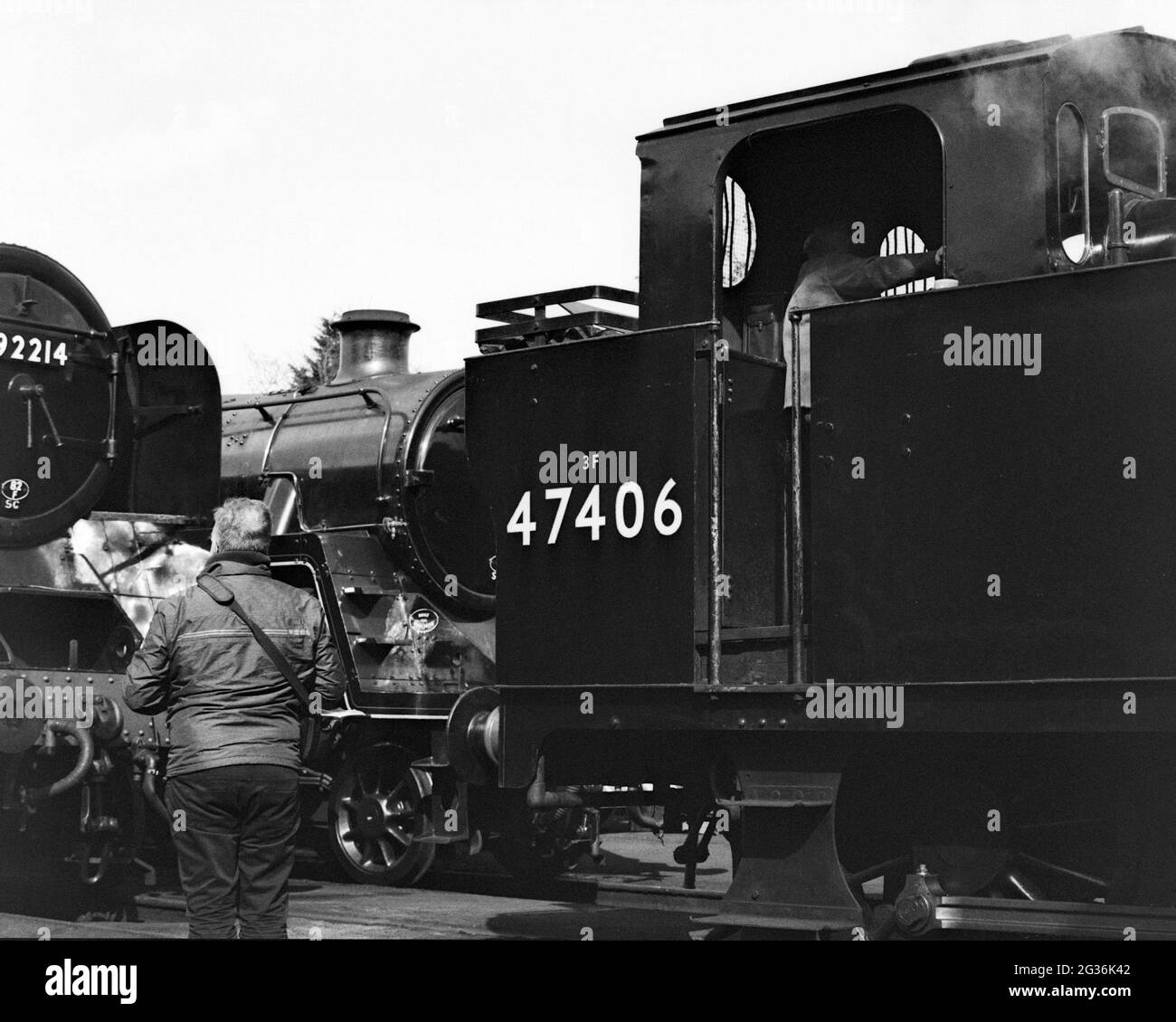 Loughborough, Großbritannien - April 2019: Dampflokomotiven im Loughborough Engine Shed. Stockfoto