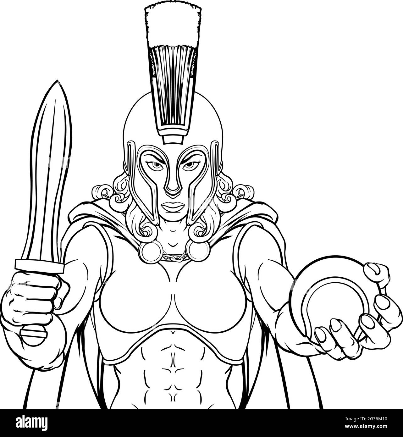 Spartan Trojan Gladiator Tennis Kriegerin Stock Vektor