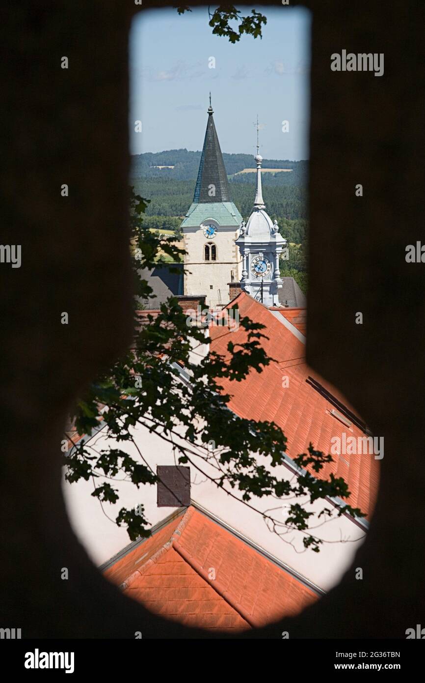 Stadtbild aus Weitra, Österreich, Niederösterreich, Waldviertel Stockfoto