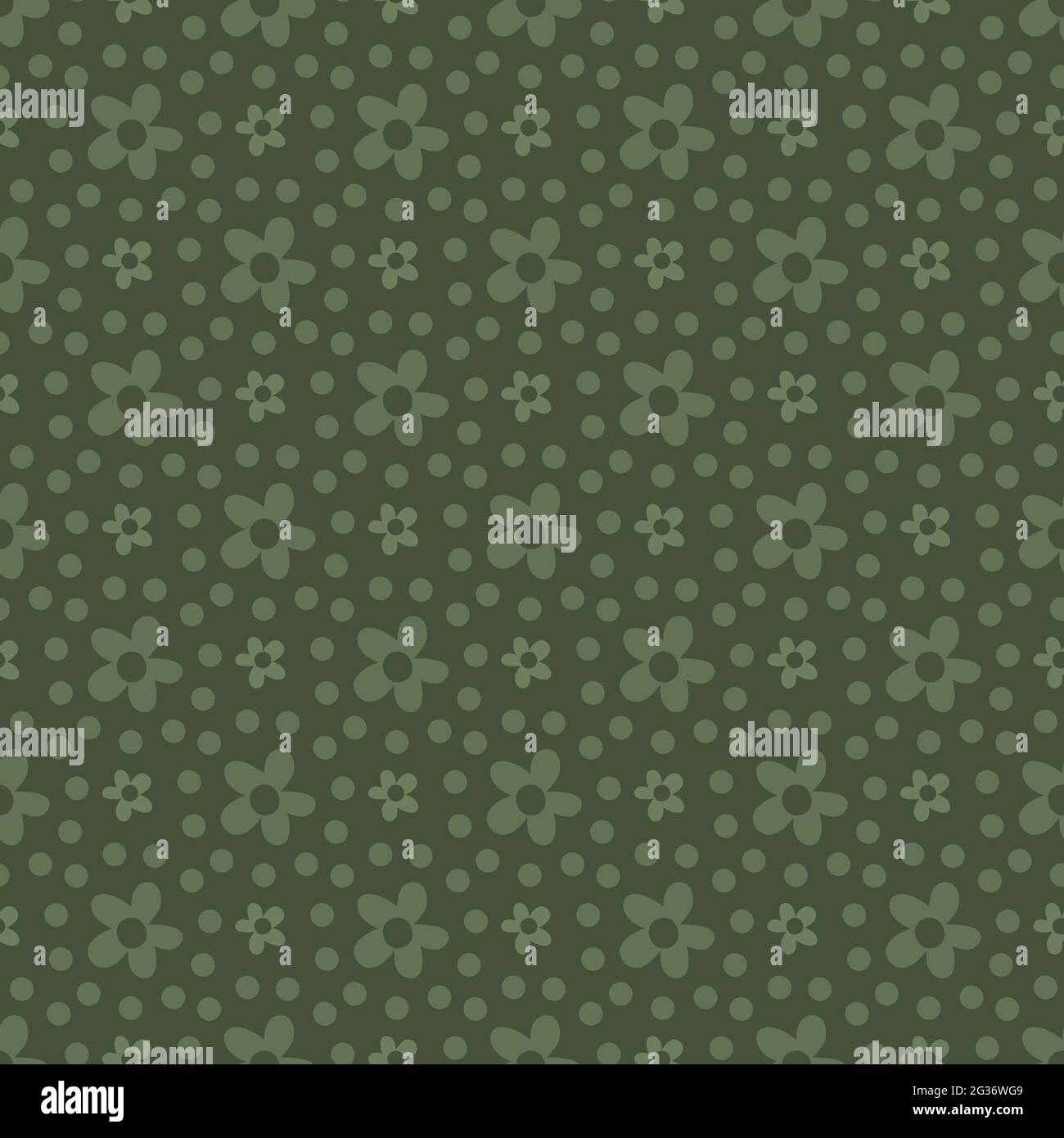 Ditsy Salbei grün Vektor winzigen Blumen nahtlose Muster Hintergrund. Einfache geometrische abstrakt naiv floral monochrome Hintergrund Hand gezeichnet hübsch Stock Vektor