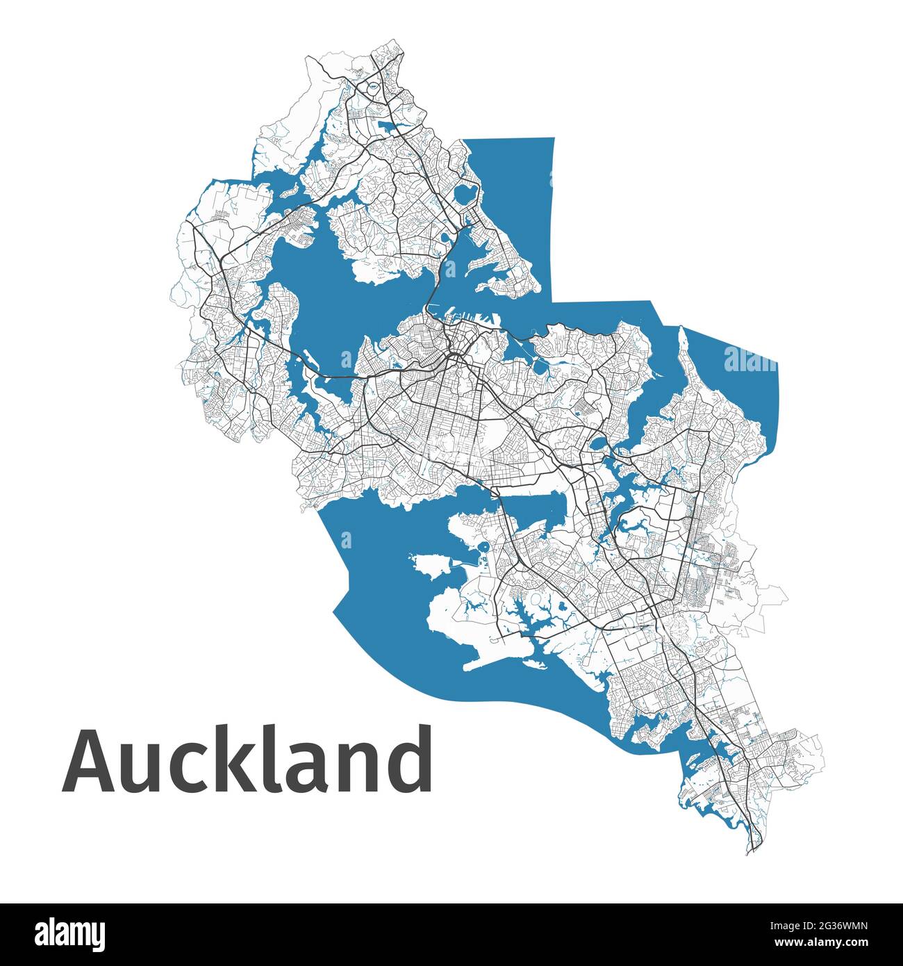 Karte von Auckland. Detaillierte Karte des Verwaltungsgebiets der Stadt