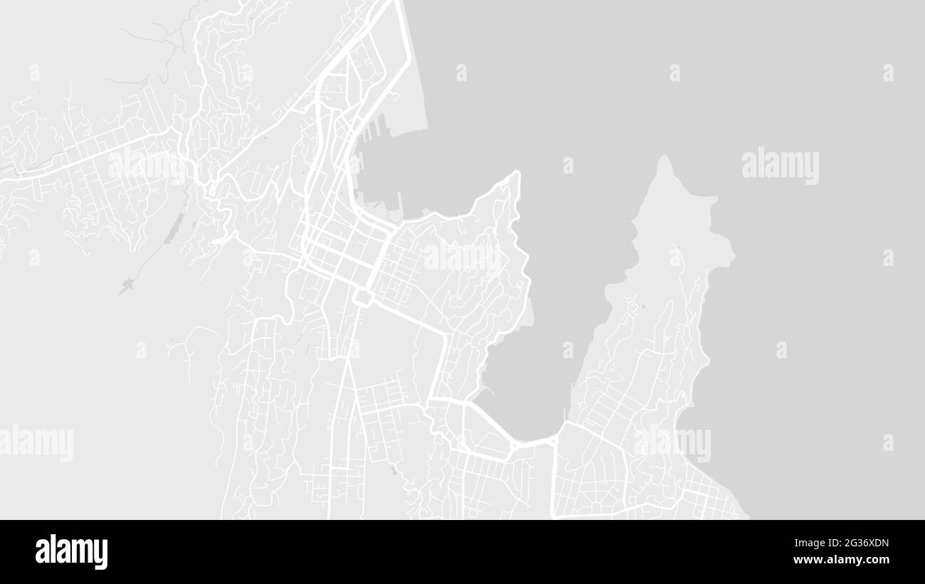 Weiß und hellgrau Wellington Stadtgebiet Vektor Hintergrundkarte, Straßen und Wasserkartographie Illustration. Breitbild-Anteil, digitale flache Design Stock Vektor