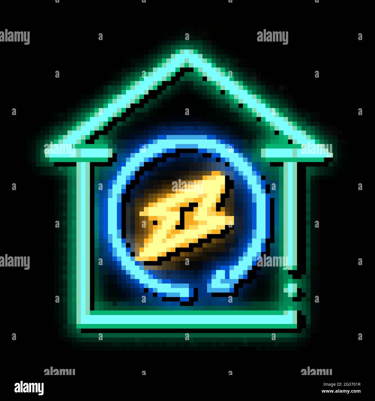 Abbildung des Leuchtsymbols „House Energy“ mit Neonlicht Stock Vektor
