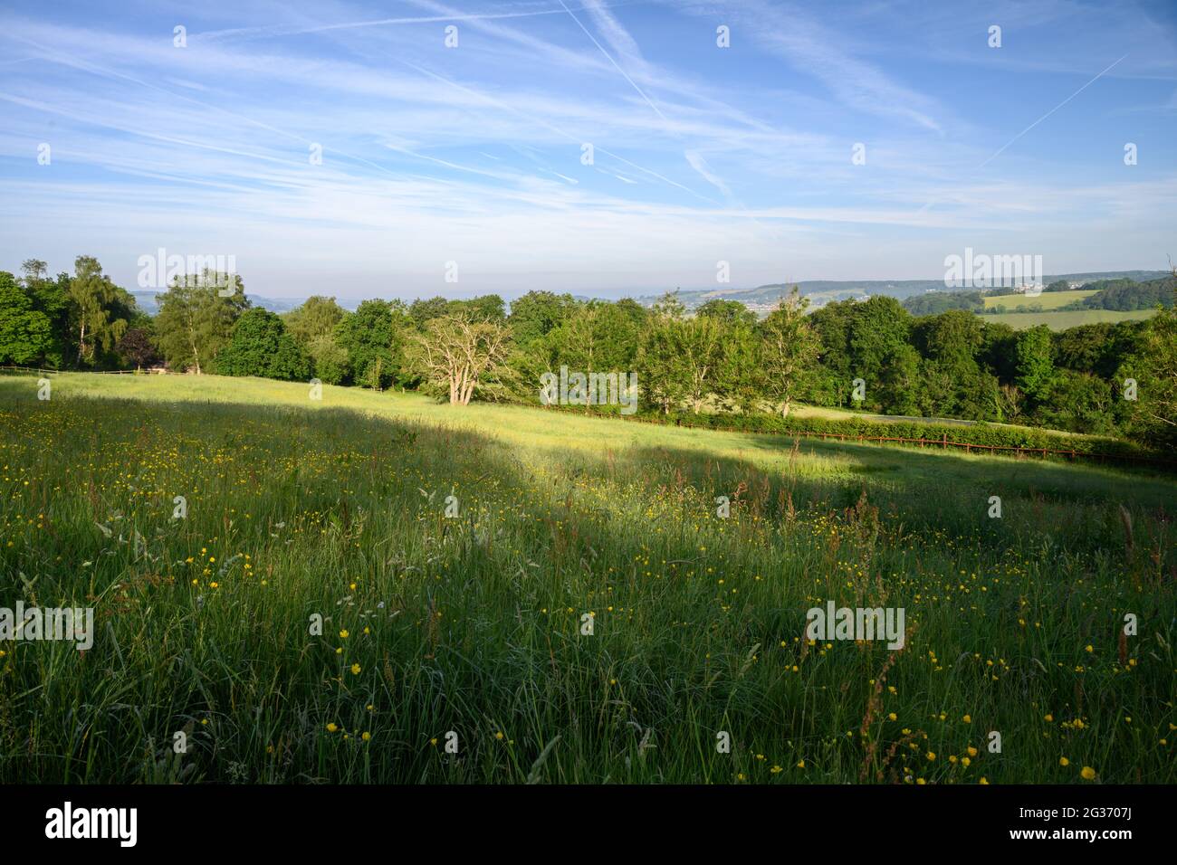 Landschaftsansicht über die Cotswolds in England Stockfoto