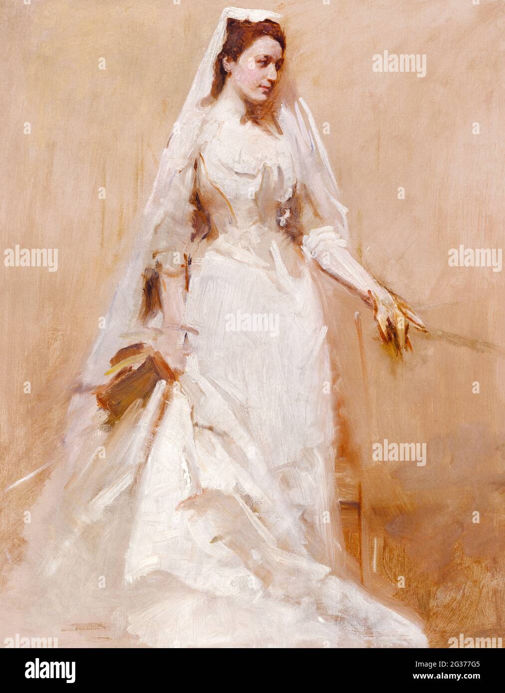 Eine Braut (ca. 1895) Gemälde in hoher Auflösung von Abbott Handerson Thayer. Stockfoto