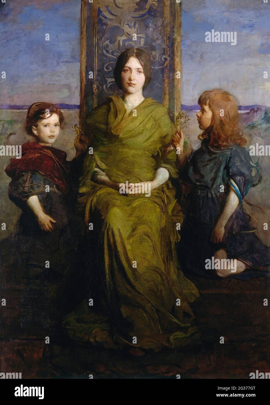 Jungfrau throned (1891) Gemälde in hoher Auflösung von Abbott Handerson Thayer. Stockfoto