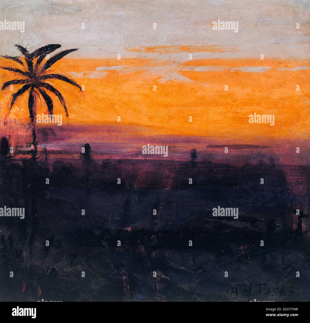 The Sky Simulated by Red Flamingos, Studie für Buch-Verheimlichung der Färbung im Tierreich (1905–1909) Abbott Handerson Thayer. Stockfoto