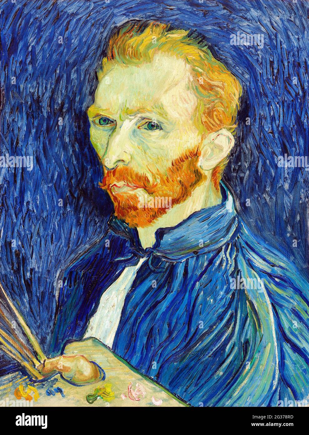 Kunst/Malerei. Vincent van Gogh (Niederländisch, 1853 - 1890), Selbstporträt, 1889, Öl auf Leinwand. Stockfoto