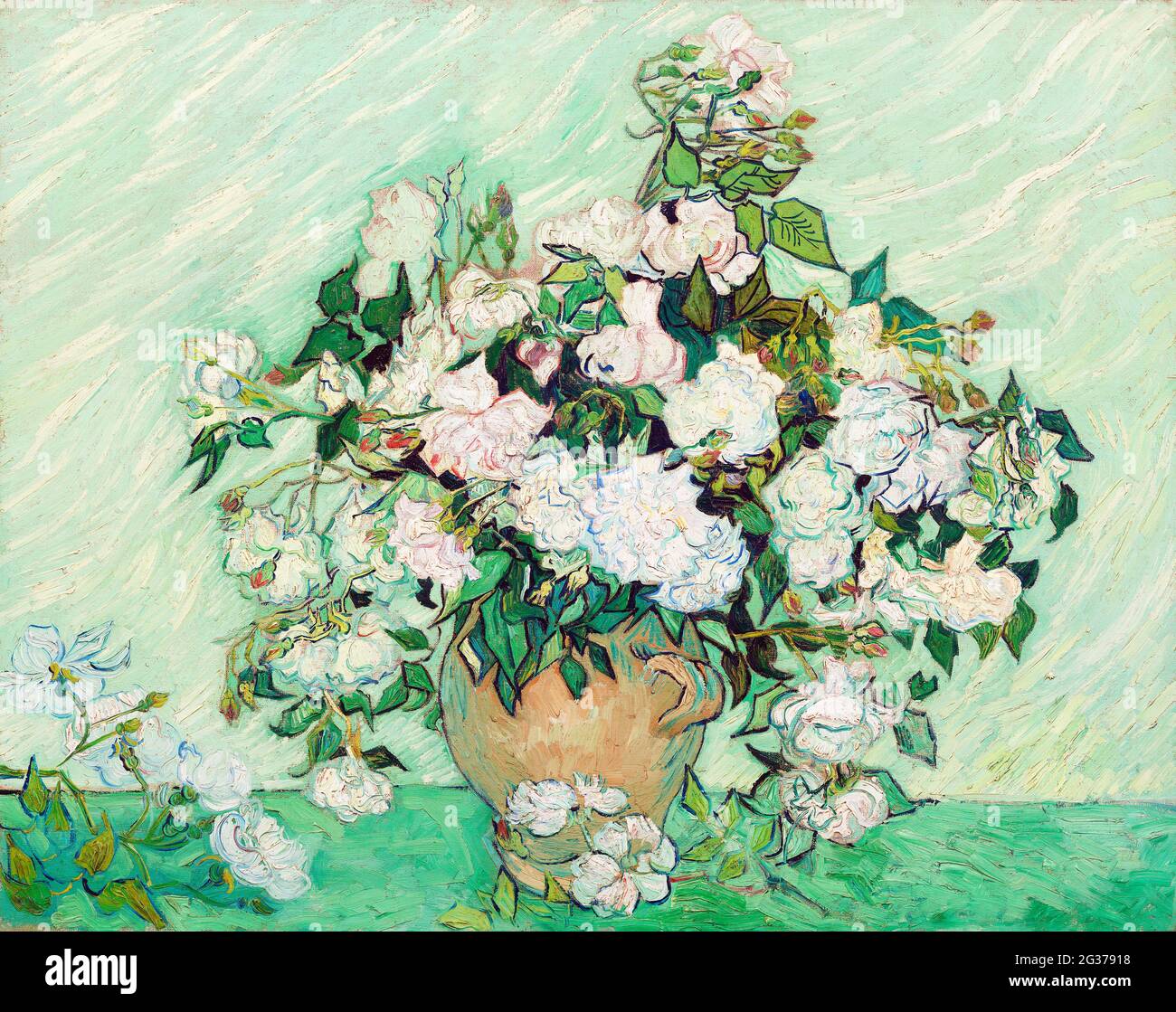 Kunst/Malerei. Roses (1890) von Vincent Van Gogh. Stockfoto