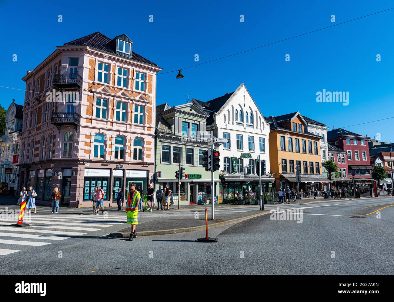 Bryggen, Reihe von Hnaseatic-Gebäuden, UNESCO-Weltkulturerbe, Bergen, Norwegen Stockfoto