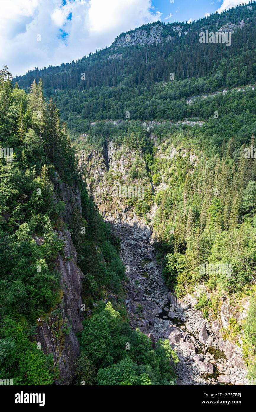 Tiefe Schlucht, UNESCO-Weltkulturerbe Industriegebiet Rjukan-Notodden, Norwegen Stockfoto