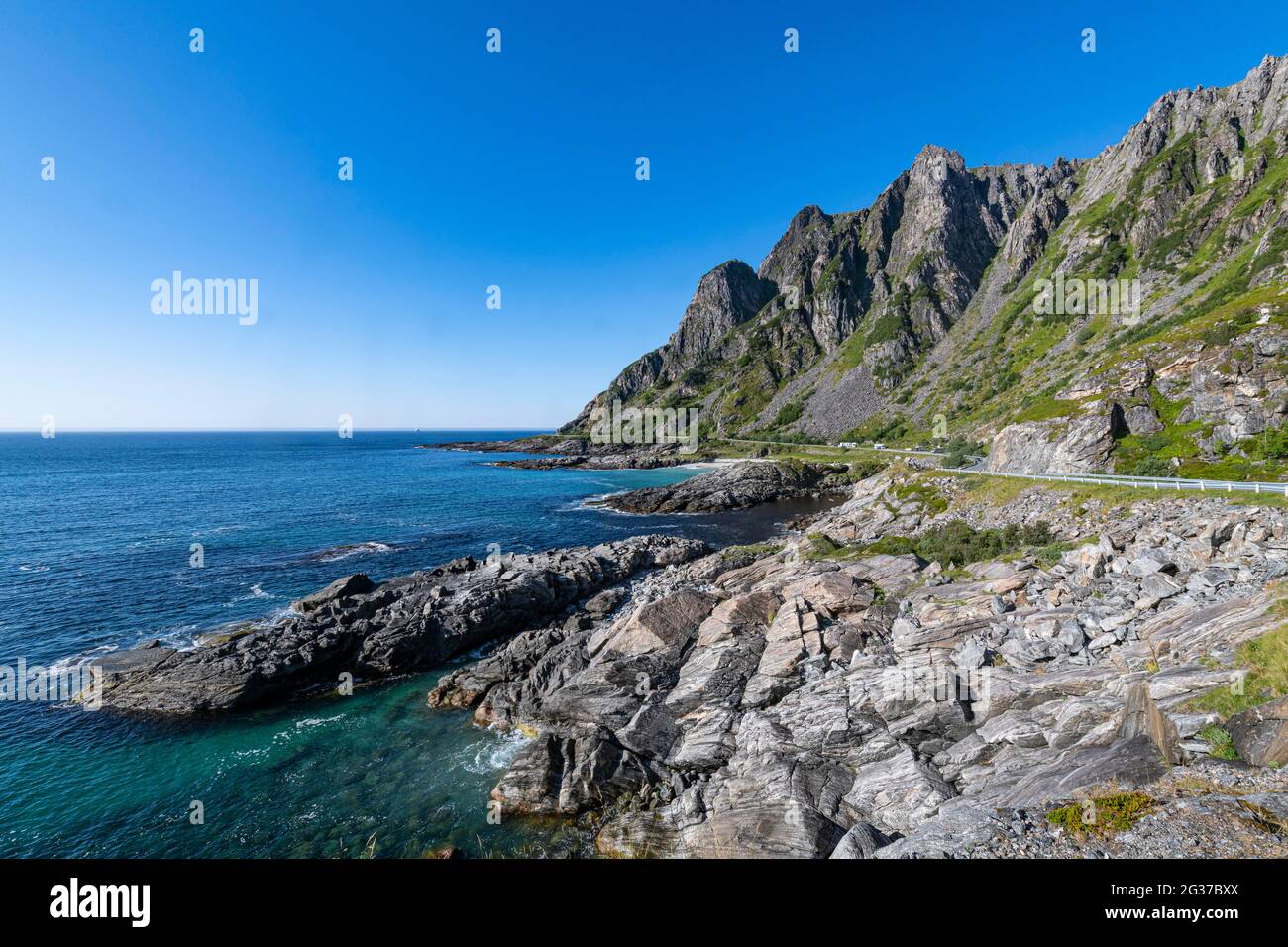 Rocky Bay, Andenes, Senja Scenic Road, Norwegen Stockfoto