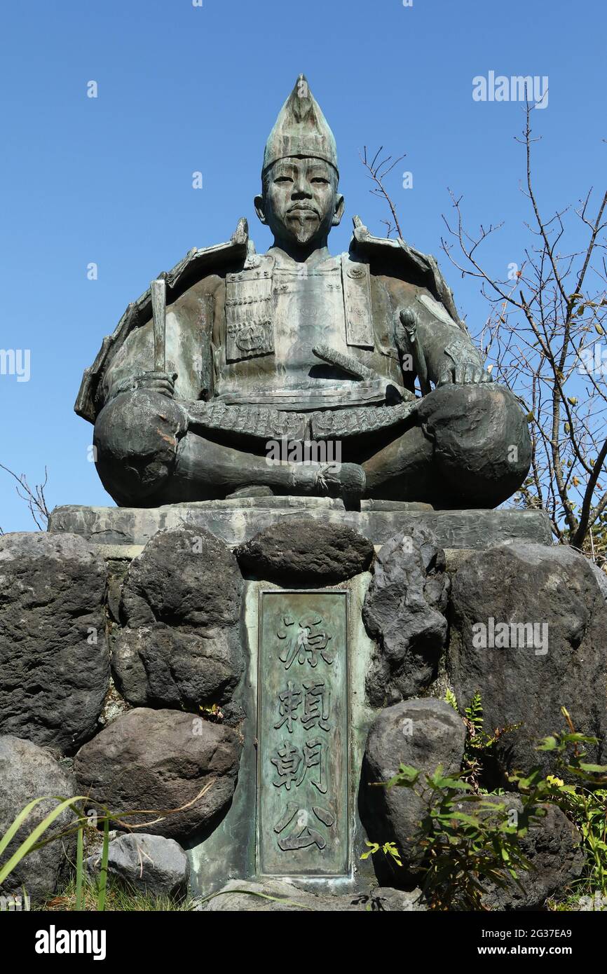Statue von Minamoto no Yoritomo an Genjiyama Park, Kamakura, Präfektur Kanagawa, Japan Stockfoto