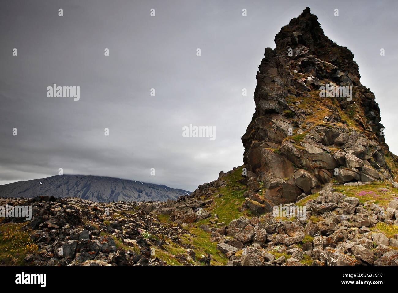 Lavagestein, pufubjarg, Londrangar, Snaefellsnes, Snaefellsnes Halbinsel, westküste, Island Stockfoto