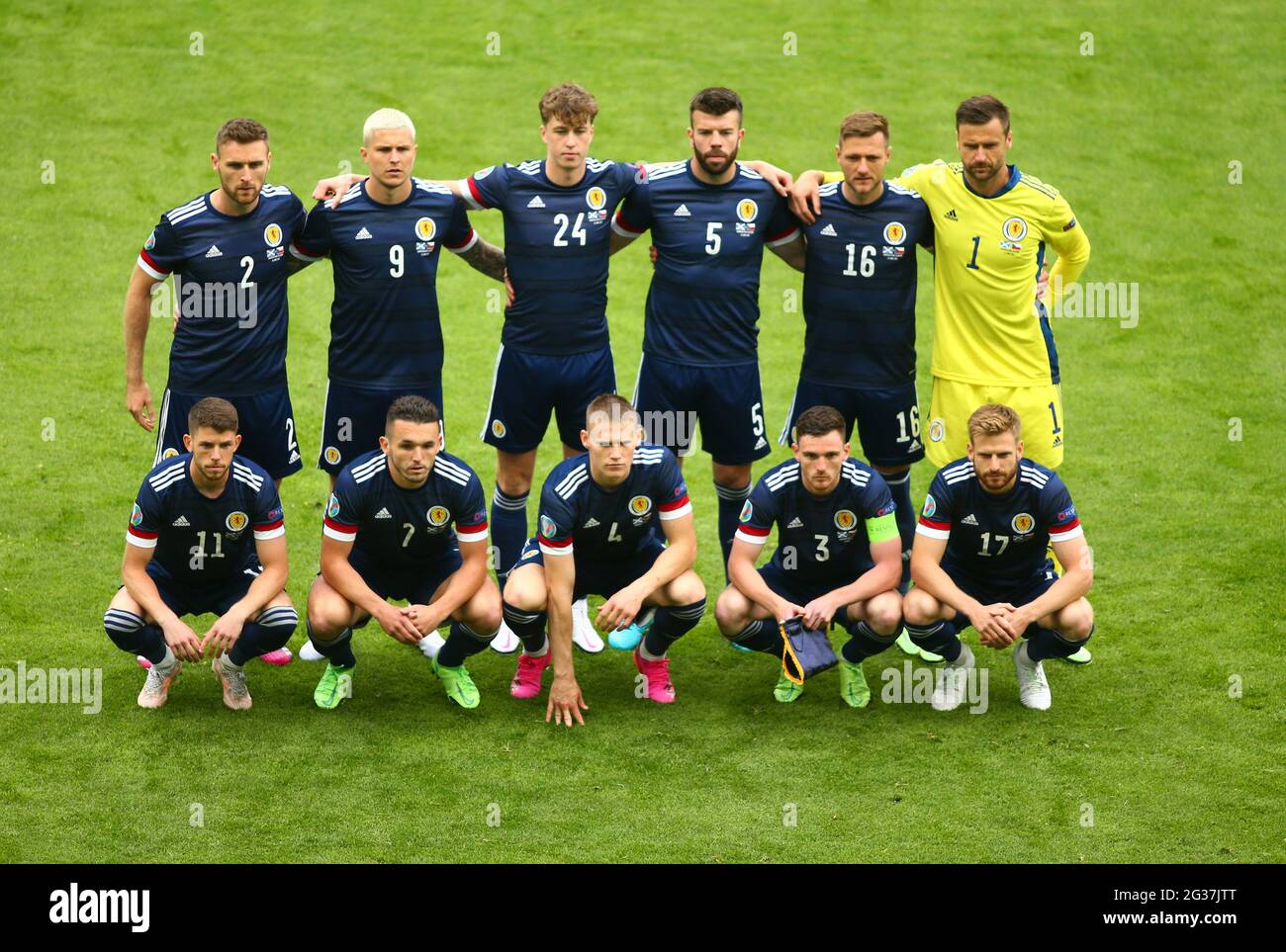Hampden Park, Glasgow, Großbritannien. Juni 2021.  Fußball-Europameisterschaft 2021, Schottland gegen Tschechien; Team-Line-up  für Schottland Credit: Action Plus Sports/Alamy Live News Stockfotografie -  Alamy