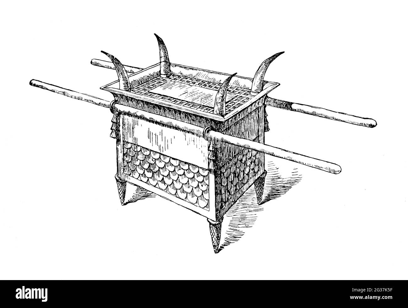 DER TRAGBARE ALTAR. Bsp. xxvii. 1. „und du sollst einen Altar aus Akazienholz machen.“ Aus dem Buch "das Alte Testament: Dreihundertsechsundneunzig Kompositionen, die das Alte Testament illustrieren" Teil I von J. James Tissot Veröffentlicht von M. de Brunoff in Paris, London und New York im Jahr 1904 Stockfoto