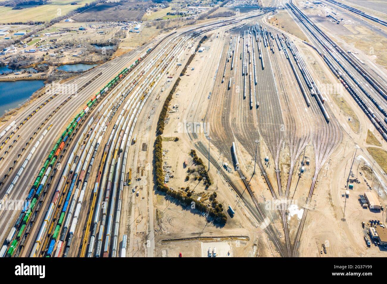 Bailey Yard, die größte Eisenbahnklassifizierungsanlage der Welt, North Platte, Nebraska, USA Stockfoto