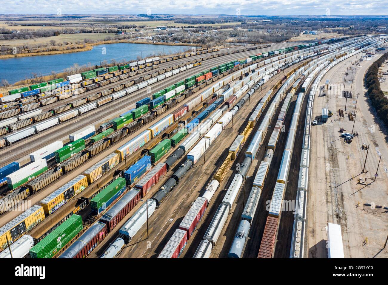 Bailey Yard, die größte Eisenbahnklassifizierungsanlage der Welt, North Platte, Nebraska, USA Stockfoto